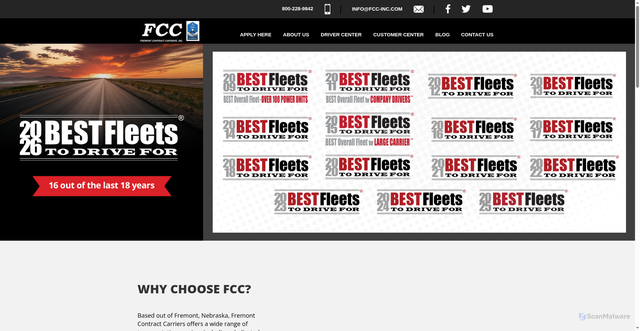 Security scan screenshot of https://www.fcc-inc.com/