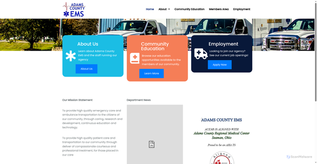 Security scan screenshot of https://adamscountyemsoh.gov/