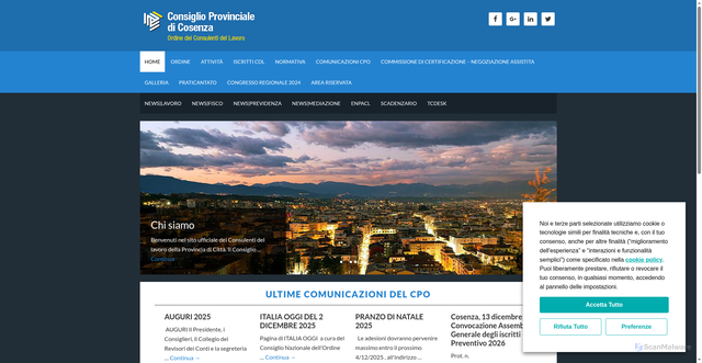 Security scan screenshot of https://www.cdlcosenza.it/