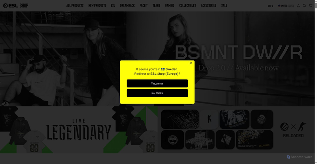 Security scan screenshot of https://us-shop.esl.com
