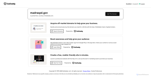 Security scan screenshot of https://madraspd.gov/
