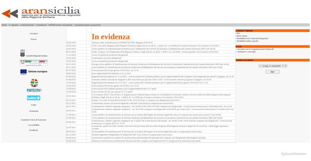 Security scan screenshot of https://www.aransicilia.it/