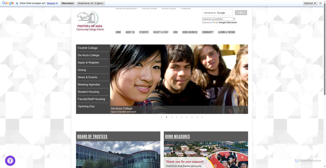 Security scan screenshot of https://fhda.edu