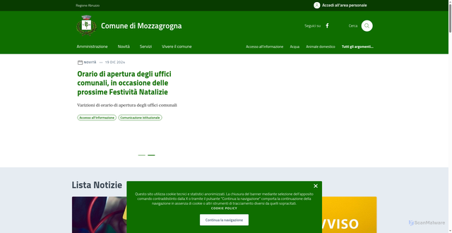 Security scan screenshot of https://comune.mozzagrogna.ch.it/