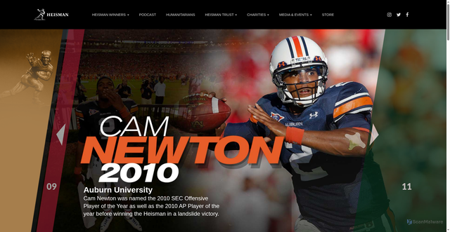 Security scan screenshot of https://www.heisman.com/heisman-winners/cam-newton/