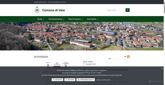 Security scan screenshot of https://www.comune.vaie.to.it