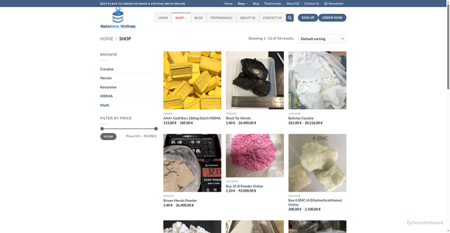 Security scan screenshot of https://ketaminewellnes.com/shop/