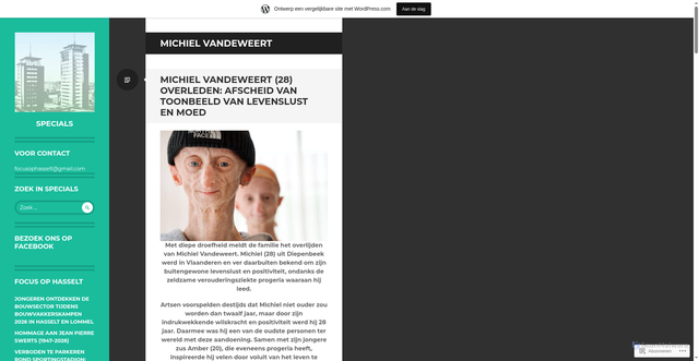 Security scan screenshot of https://focusophasseltspecials.wordpress.com/tag/michiel-vandeweert/