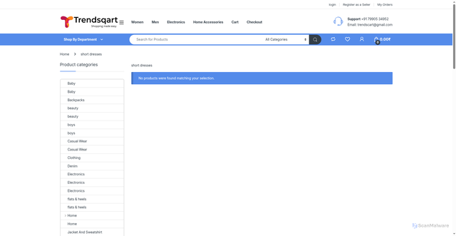 Security scan screenshot of https://trendsqart.com/product-category/short-dresses/