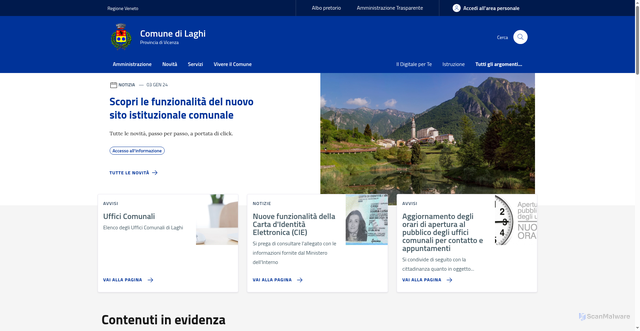 Security scan screenshot of https://www.comune.laghi.vi.it