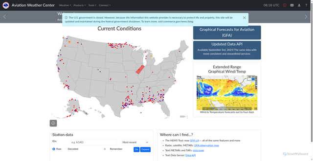 Security scan screenshot of https://aviationweather.gov/