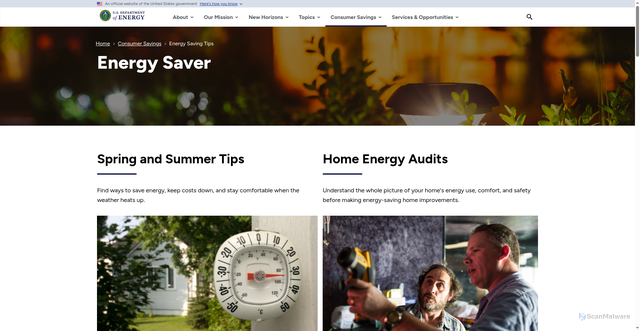 Security scan screenshot of https://www.energy.gov/energysaver/energy-saver