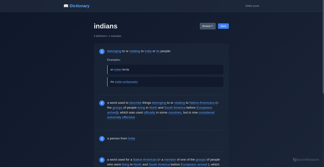 Security scan screenshot of https://hayertech.ir/dictionary/word/indians/