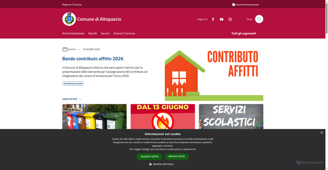 Security scan screenshot of https://www.comune.altopascio.lu.it