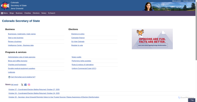 Security scan screenshot of https://coloradosos.gov/