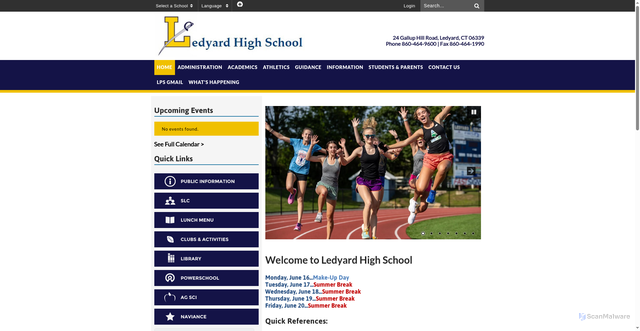 Security scan screenshot of https://ledyardlhs.ss7.sharpschool.com/