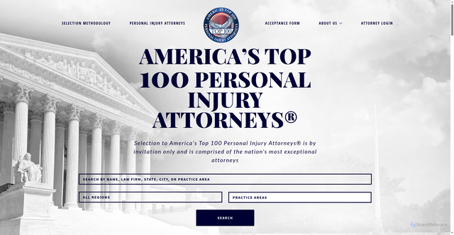 Security scan screenshot of https://www.top100personalinjuryattorneys.com/