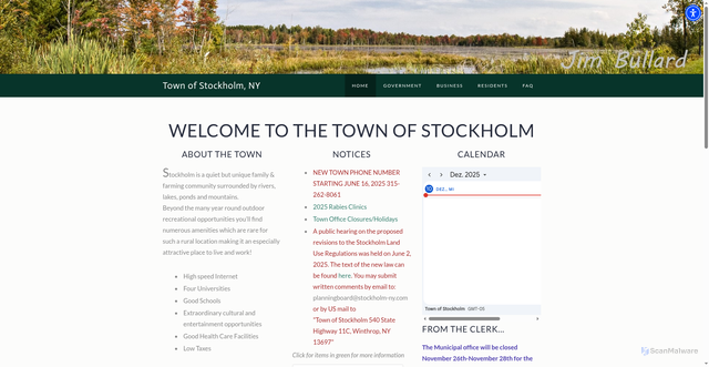Security scan screenshot of https://www.stockholmny.gov/