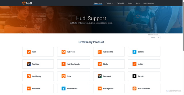 Security scan screenshot of https://support.hudl.com