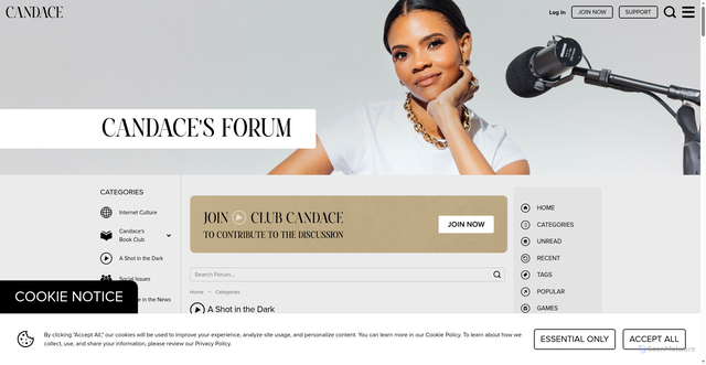Security scan screenshot of https://forum.candaceowens.com/category/9/a-shot-in-the-dark