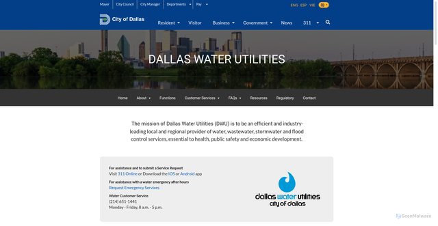 Security scan screenshot of https://dallascityhall.com/departments/waterutilities/Pages/default.aspx