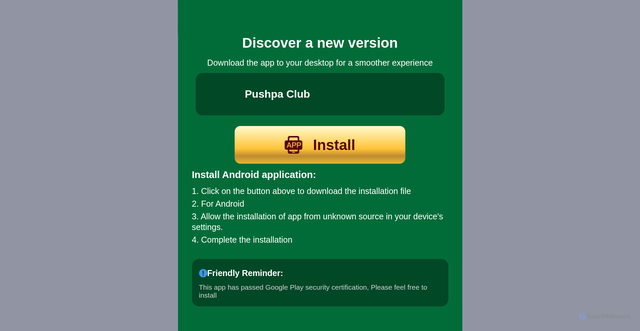 Security scan screenshot of https://www.pushpaclub5.com/