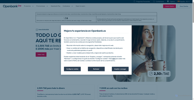Security scan screenshot of https://www.openbank.es