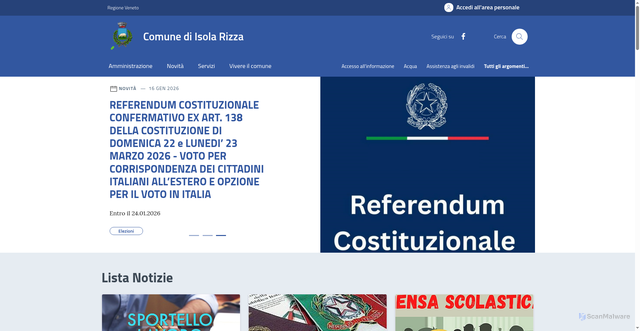 Security scan screenshot of https://www.comune.isolarizza.vr.it/