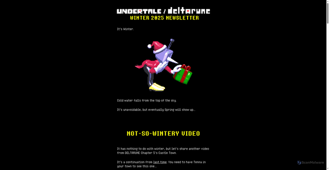 Security scan screenshot of https://toby.fangamer.com/newsletters/winter2025/