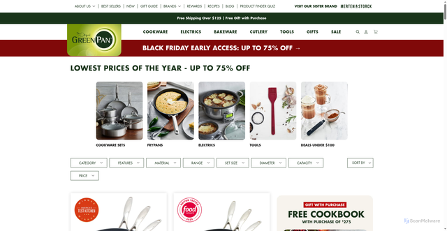 Security scan screenshot of https://www.greenpan.us/collections/sale-discounts