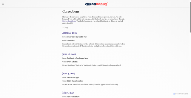 Security scan screenshot of https://chronoodle-develop.pages.dev/corrections