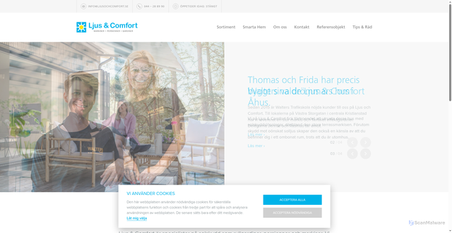 Security scan screenshot of https://ljusochcomfort.nu