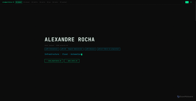 Security scan screenshot of http://alexandre-rocha.ch