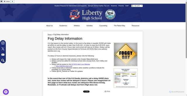 Security scan screenshot of https://liberty.kernhigh.org/apps/news/article/1701986