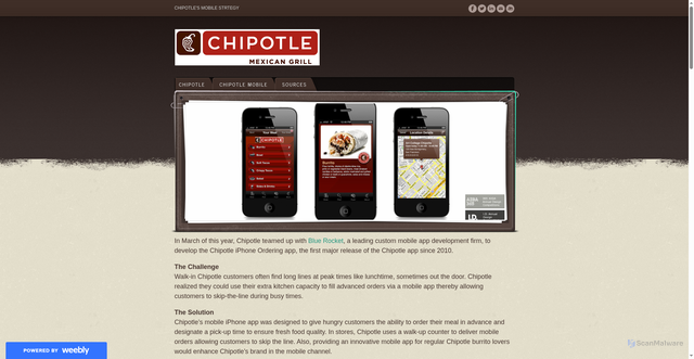 Security scan screenshot of http://chipotlemobile.weebly.com/mobile-app.html