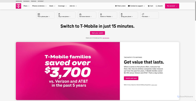 Security scan screenshot of https://t-mo.co
