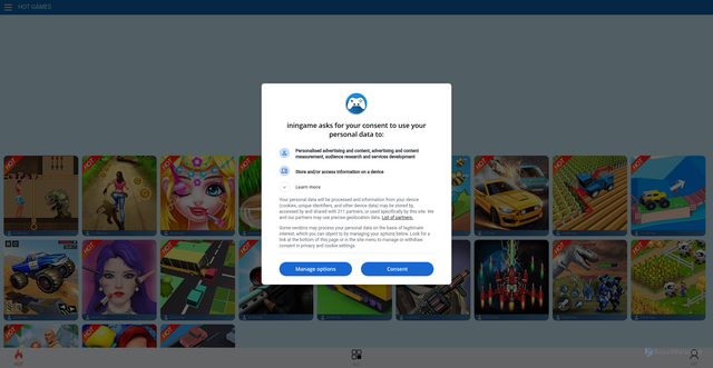 Security scan screenshot of https://iningame.com