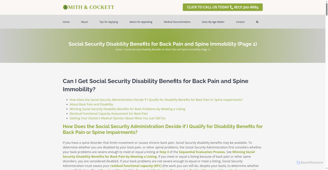 Security scan screenshot of https://thetennesseedisabilityattorney.com/back-injuries/