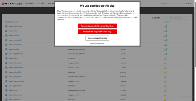 Security scan screenshot of https://cdn.registry.fedoraproject.org