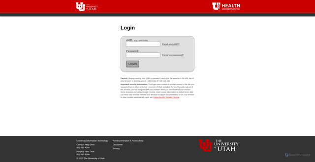 Security scan screenshot of https://portal.app.utah.edu/