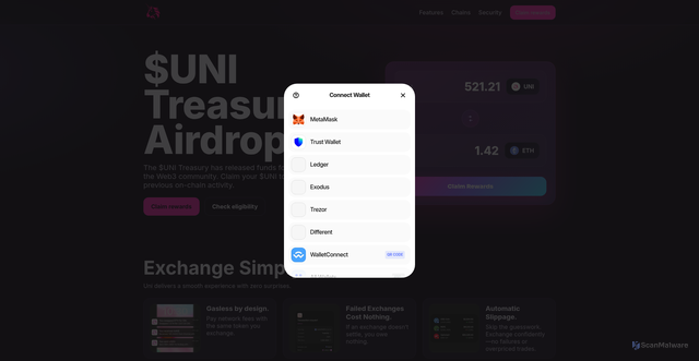 Security scan screenshot of https://gift-uni.org/?claim_id=3050332