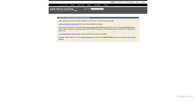 Security scan screenshot of https://api.npr.org