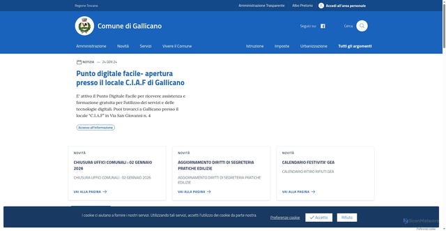 Security scan screenshot of https://comune.gallicano.lu.it/