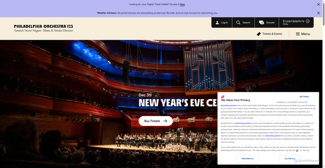 Security scan screenshot of https://philorch.ensembleartsphilly.org/