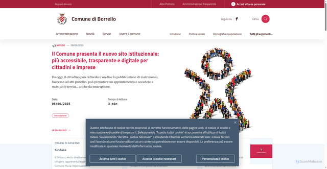 Security scan screenshot of https://www.comuneborrello.it