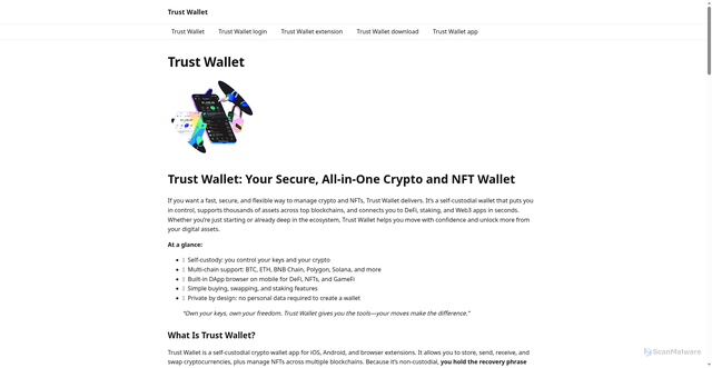 Security scan screenshot of https://app-trustwallet.to/