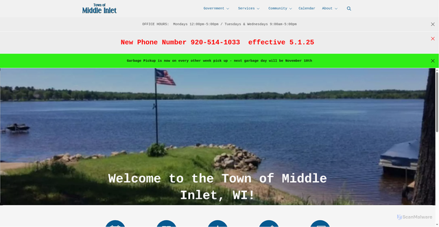 Security scan screenshot of https://townofmiddleinletwi.gov/