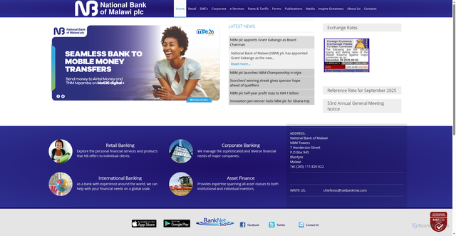 Security scan screenshot of https://www.natbank.co.mw/