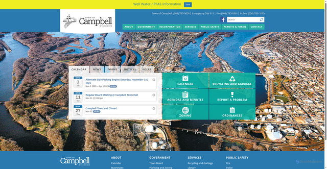 Security scan screenshot of https://townofcampbellwi.gov/