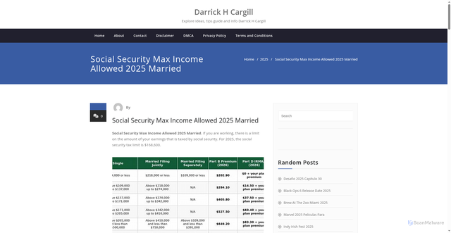 Security scan screenshot of https://darrickhcargillt.pages.dev/yubam-social-security-max-income-allowed-2025-married-qkukt/
